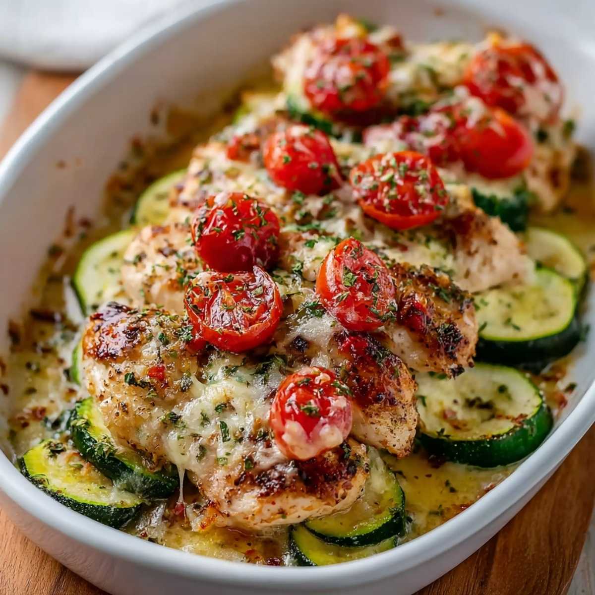 Herb-Roasted Chicken with Cherry Tomatoes and Zucchini