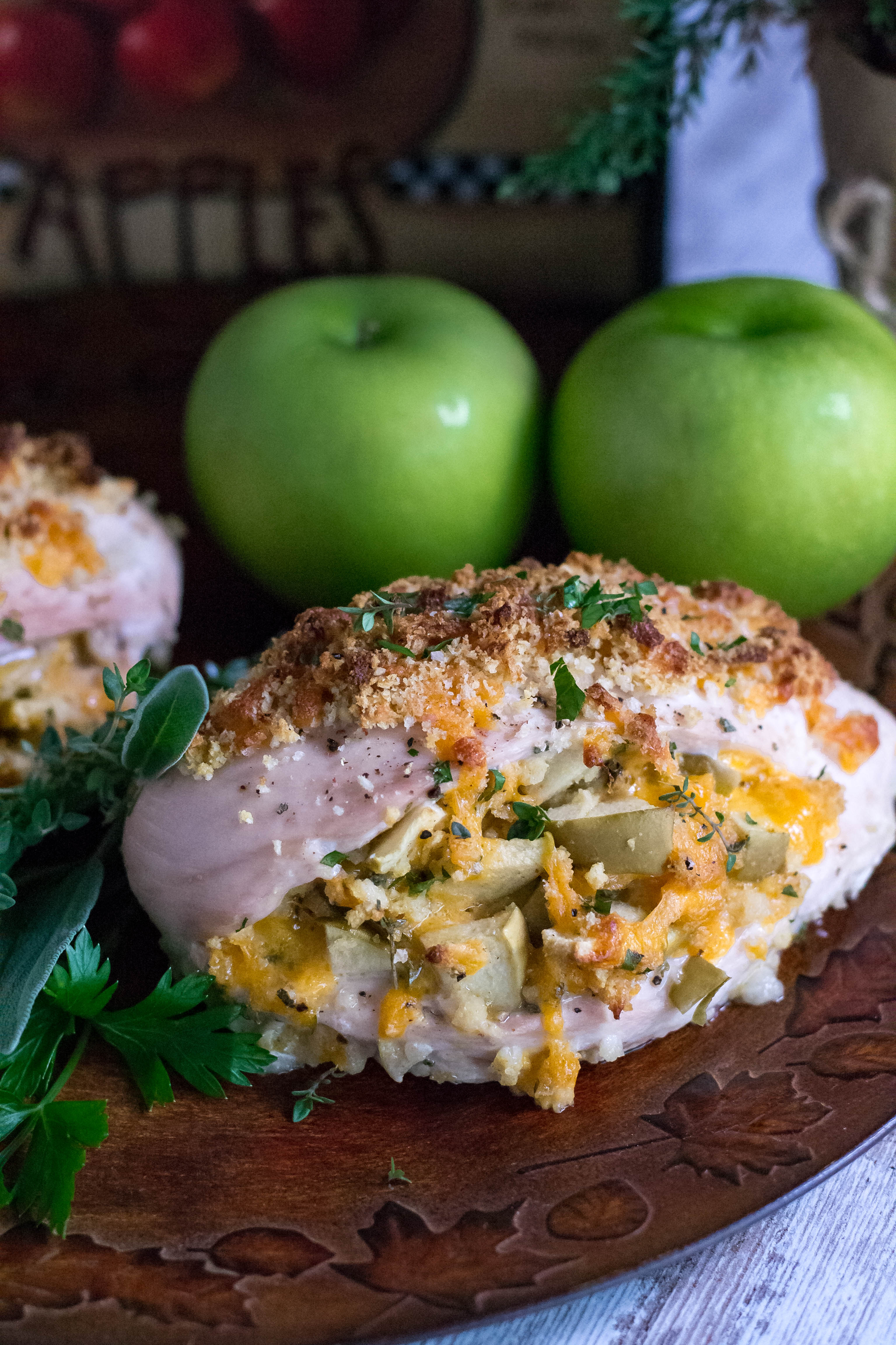 Baked Cheddar and Apple Stuffed Chicken Breast