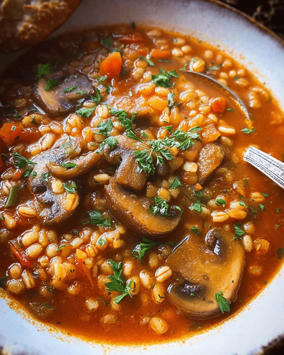 Mushroom-Barley Soup with Thyme and Smoked Paprika