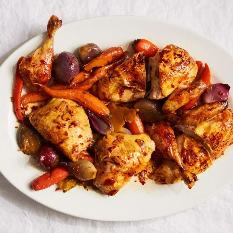 Honey-Glazed Roast Chicken with Root Vegetables
