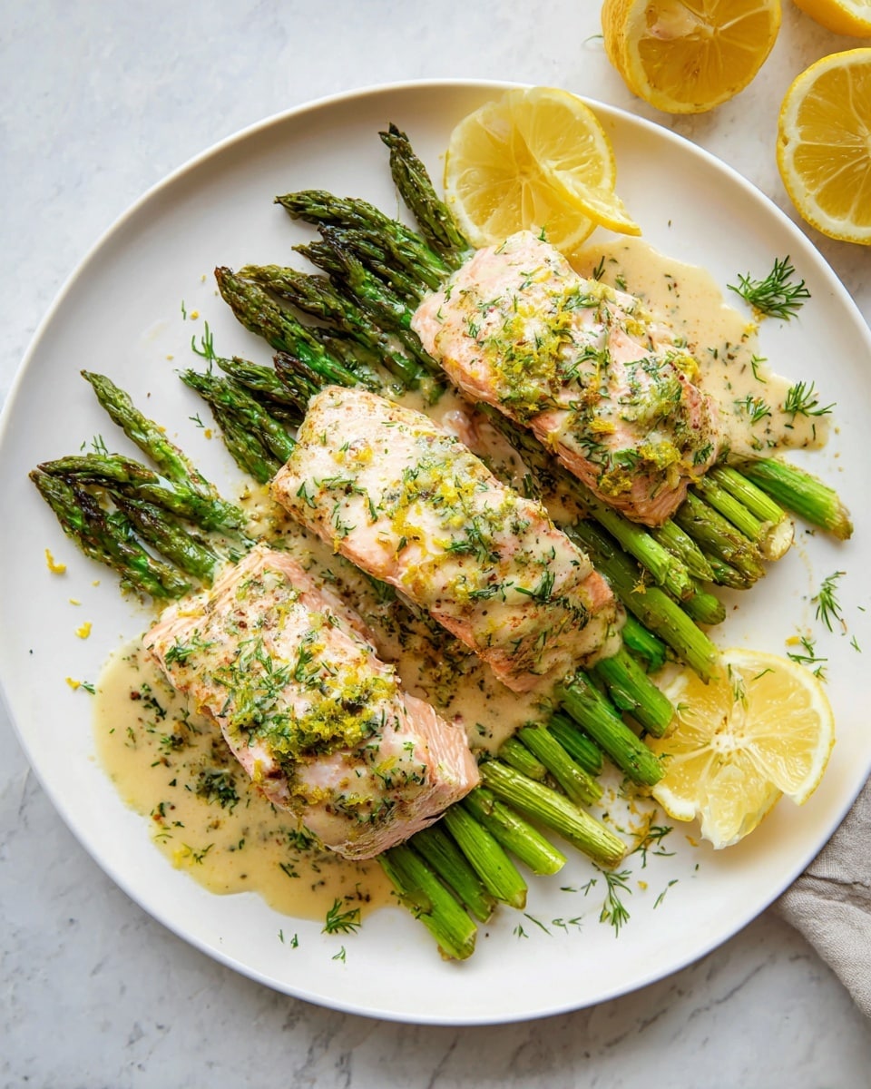 Sautéed Salmon with Asparagus and Lemon-Dill Sauce