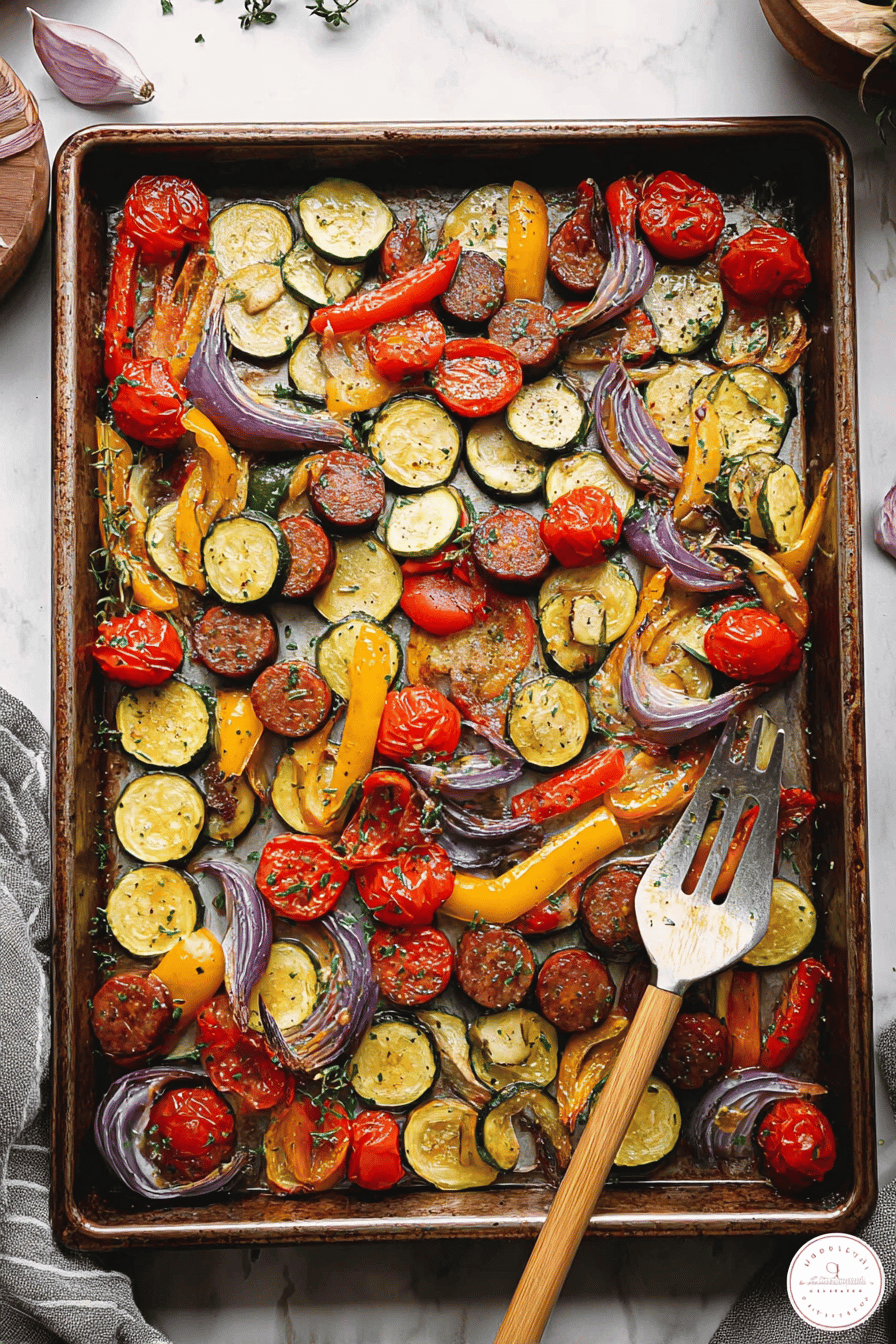 Sheet Pan Ratatouille with Balsamic Glaze and Goat Cheese