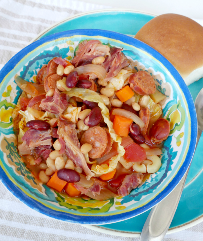 Three-Bean Vegetable Soup with Smoked Ham Hock
