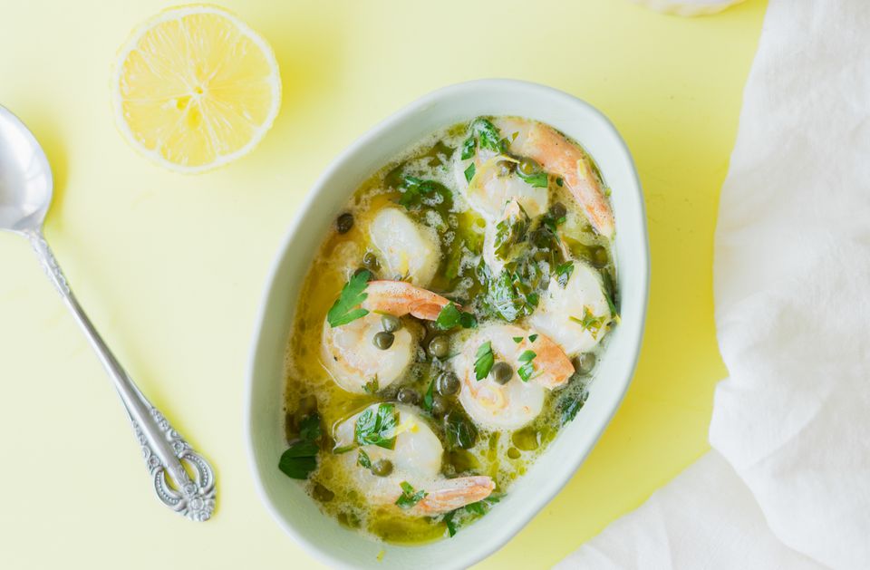 Pan-Sautéed Shrimp with Lemon-Caper Emulsion