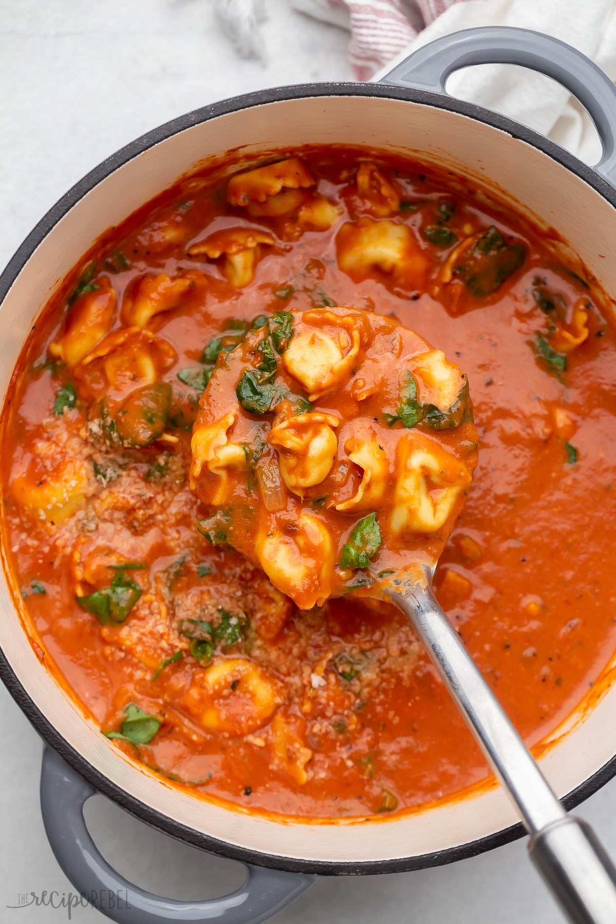 Tomato and Chipotle Tortellini in Garlic Herb Broth