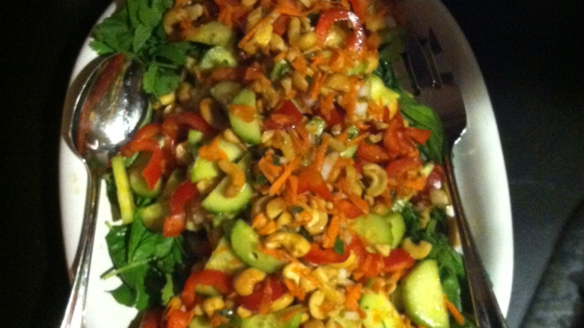 Tamarind-Spiced Fruit Salad with Cashews
