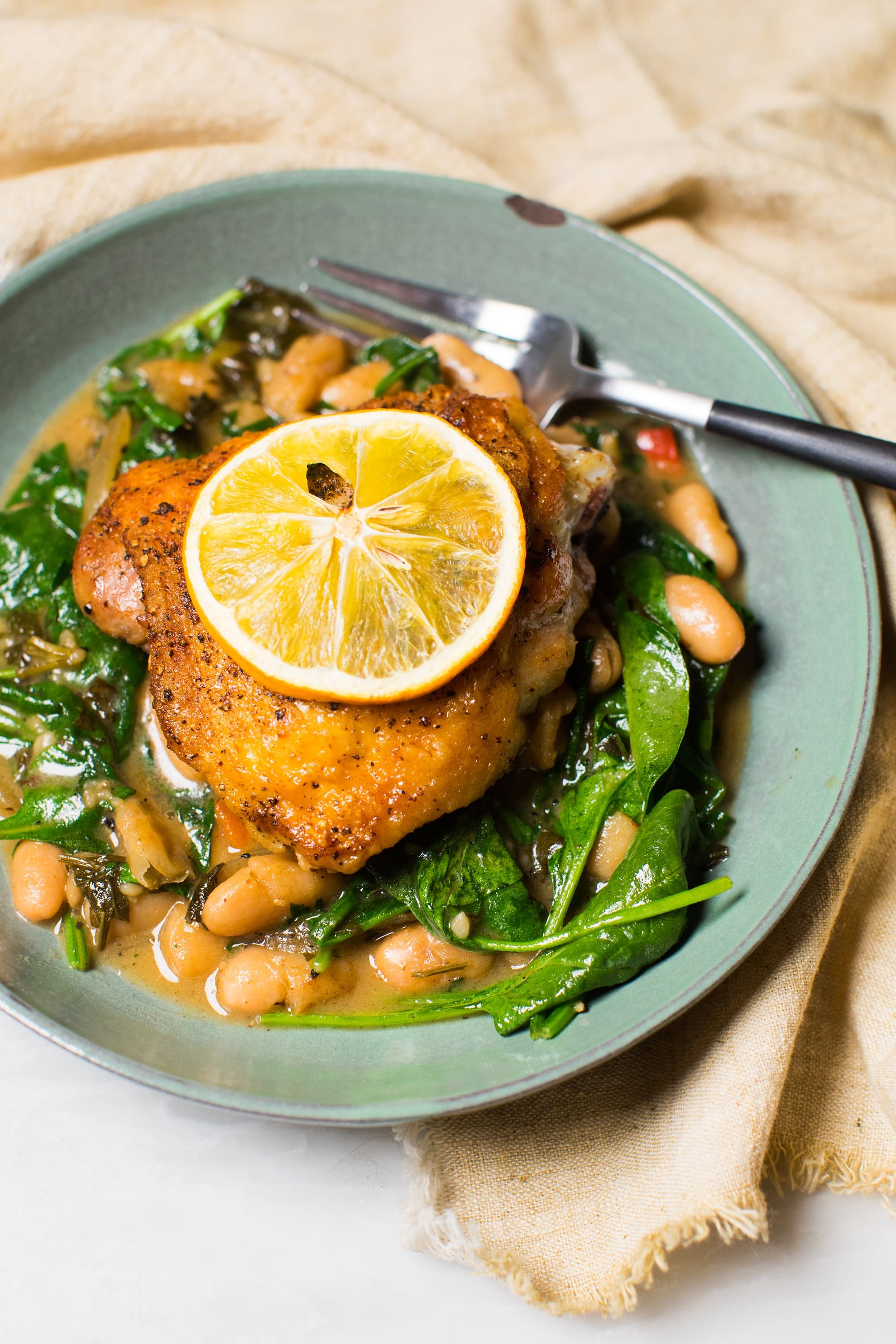 One-Pot Lemon-Dill Chicken and White Beans