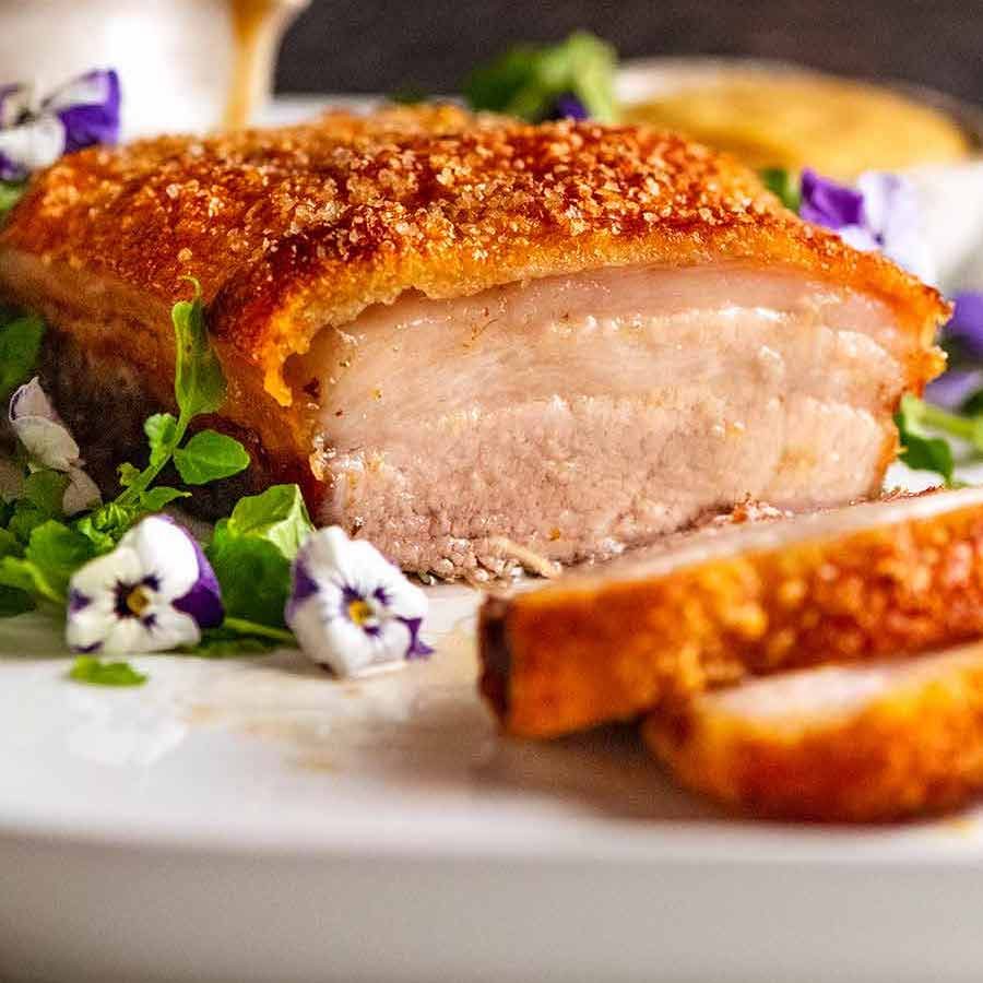 Slow Cooker Apple-Rosemary Pork Belly