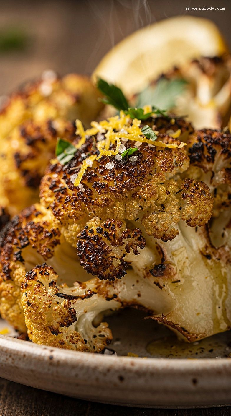 Garlic-Infused Roasted Cauliflower with Lemon Zest