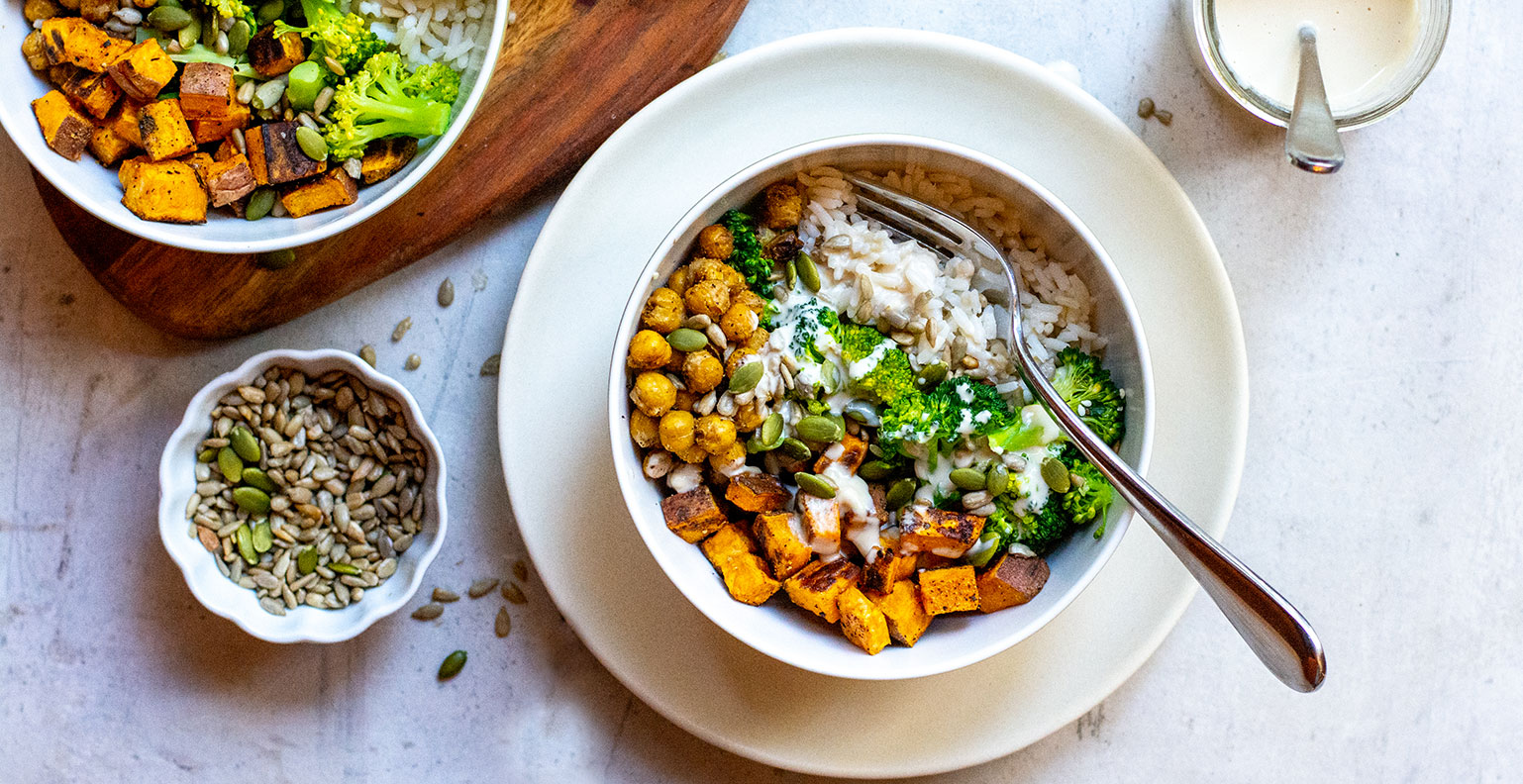 Cauliflower and Carrot Grain Bowl with Lemon Tahini Dressing