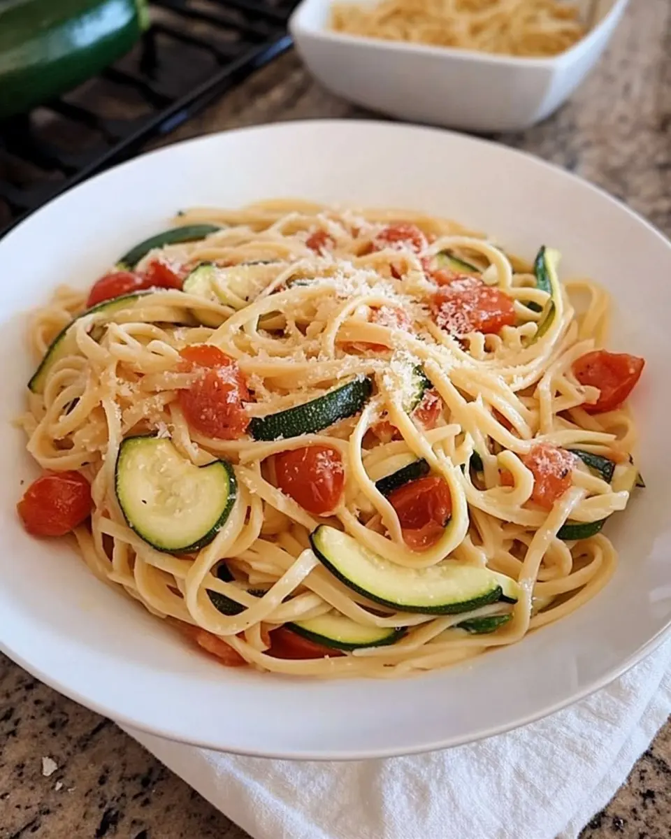 Tomato and Zucchini Linguine with Garlic and Olive Oil
