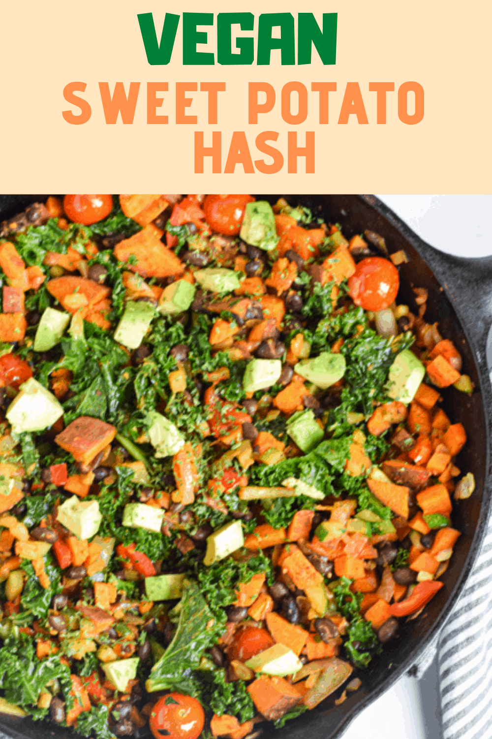 Sautéed Sweet Potato and Kale Hash with Avocado