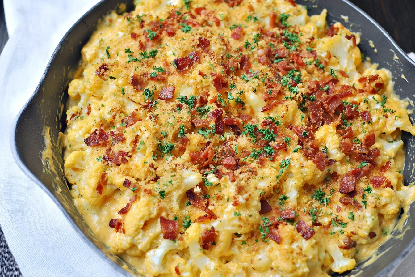 Cauliflower 'Mac' with Sharp Cheddar and Bacon