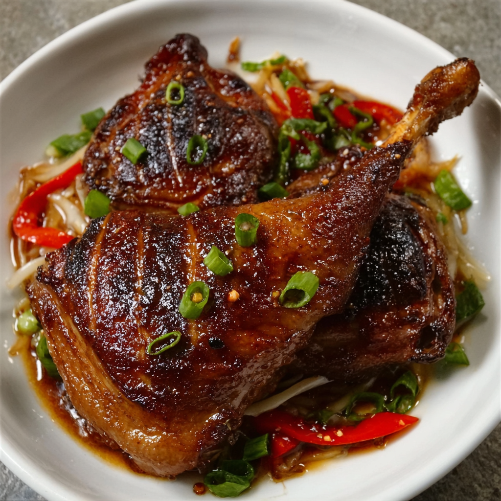 Miso-Glazed Duck Legs with Sesame-Ginger Vegetables