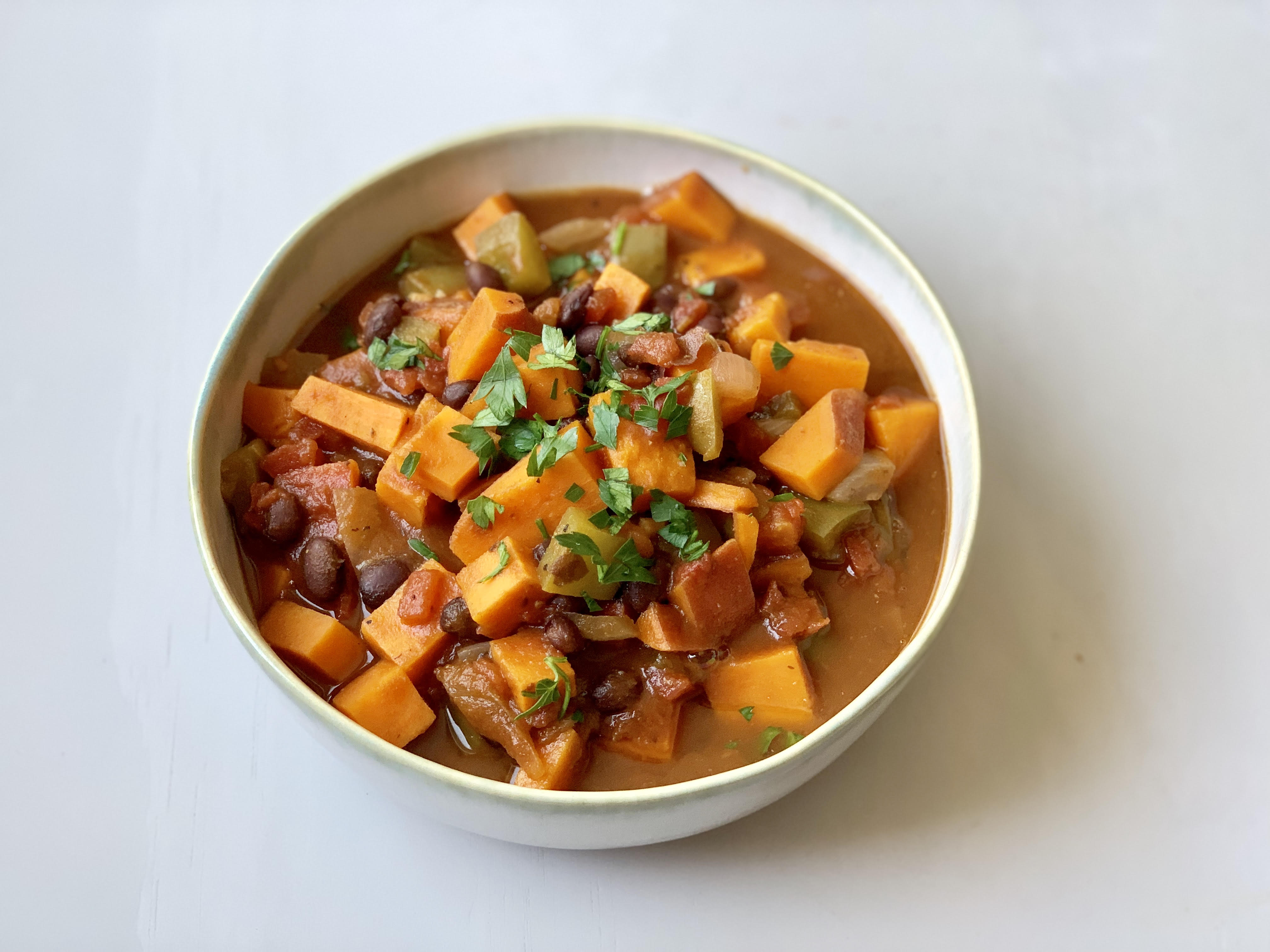 Slow-Cooked Black Bean and Sweet Potato Stew