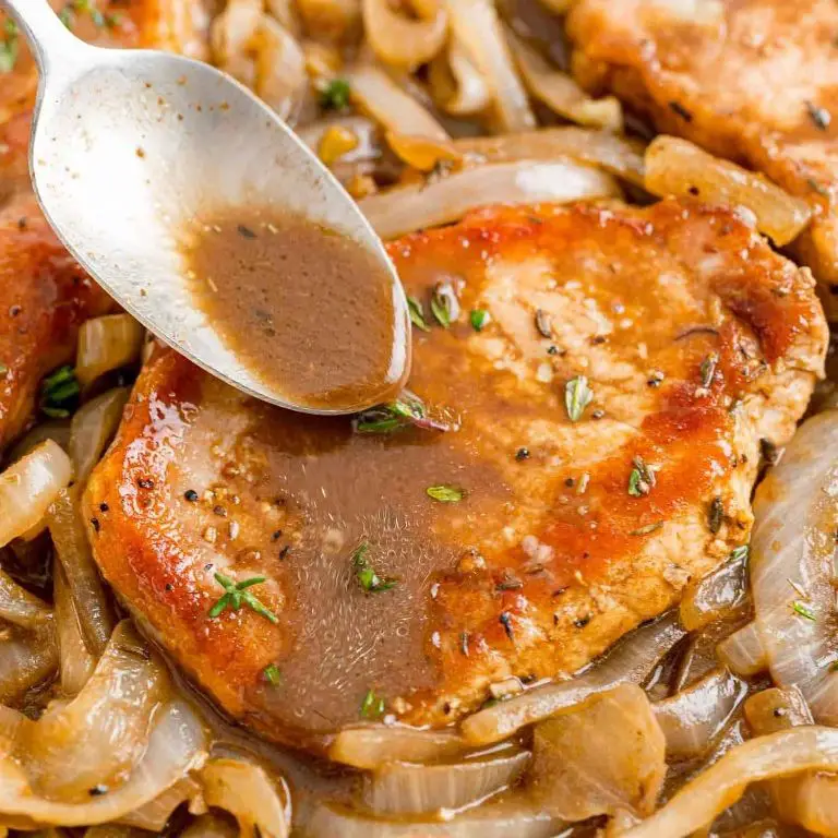 Avocado-Crusted Pork Chops with Caramelized Onion