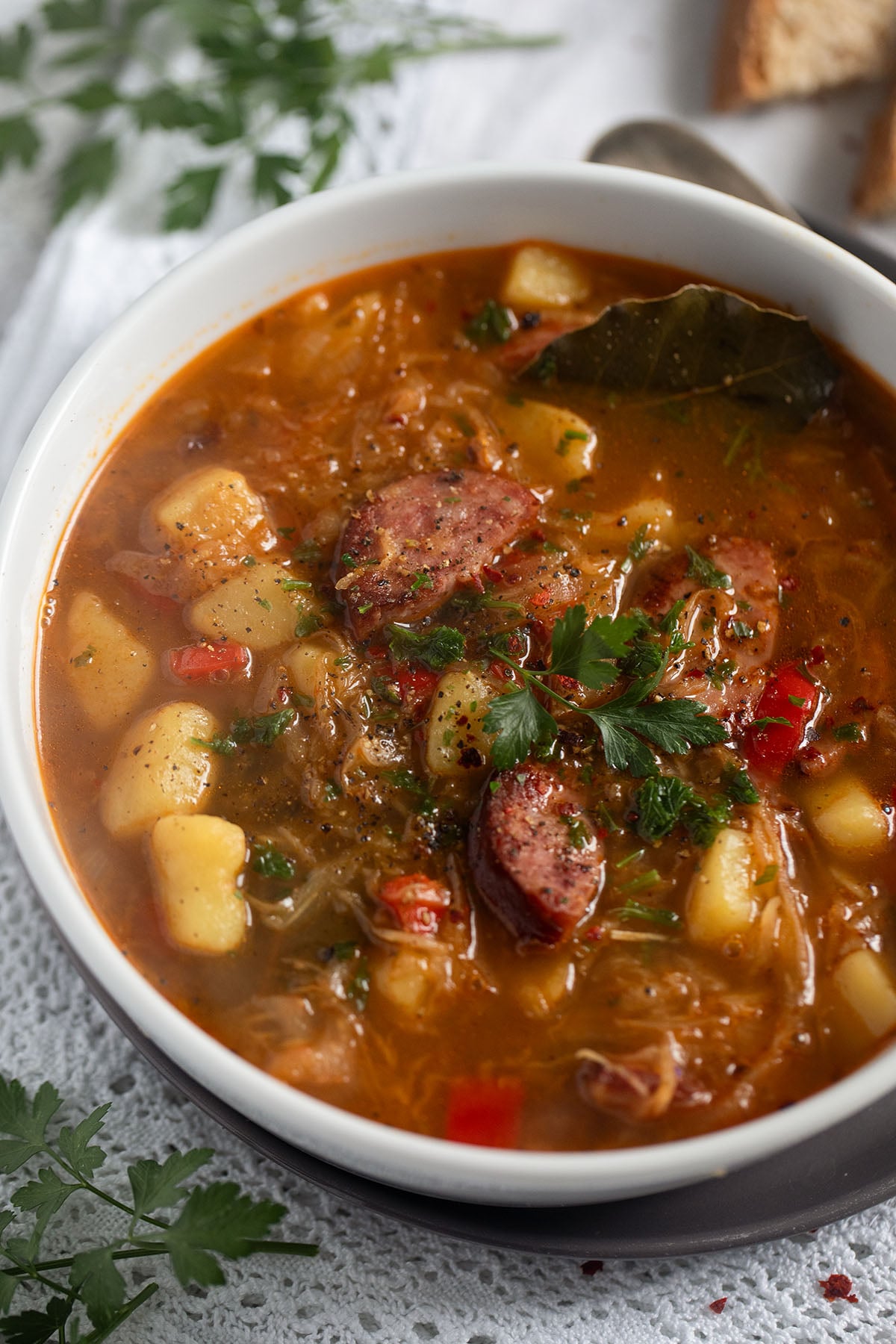 Sauerkraut and Polish Sausage Soup