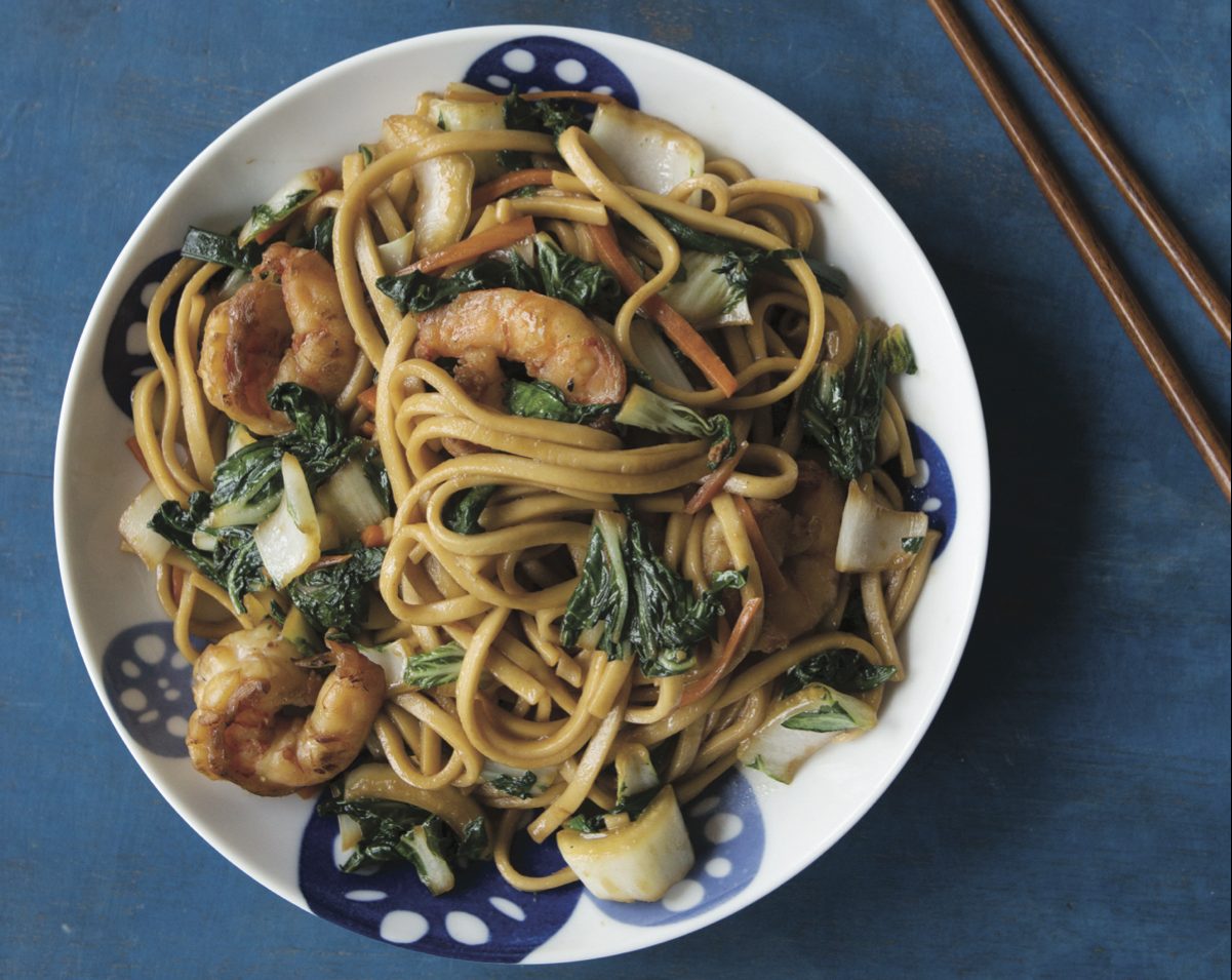 Stir-Fried Shrimp with Vegetables and Rice Noodles