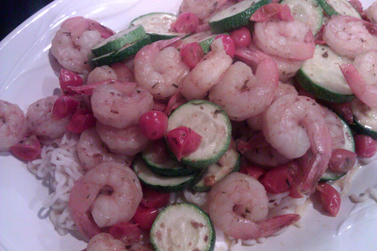 Sautéed Shrimp with Bell Peppers and Zucchini