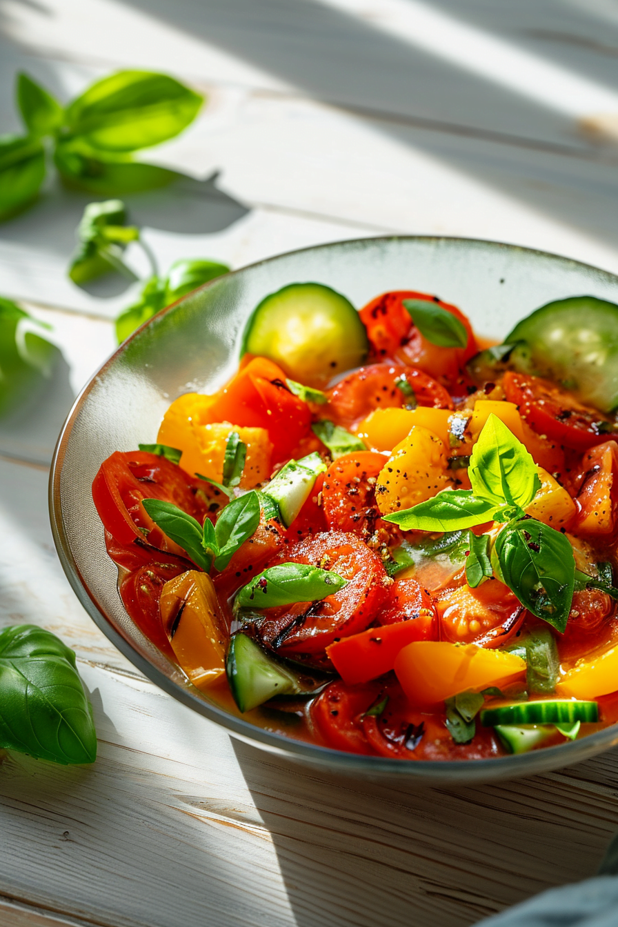 Garden Vegetable Gazpacho with Basil