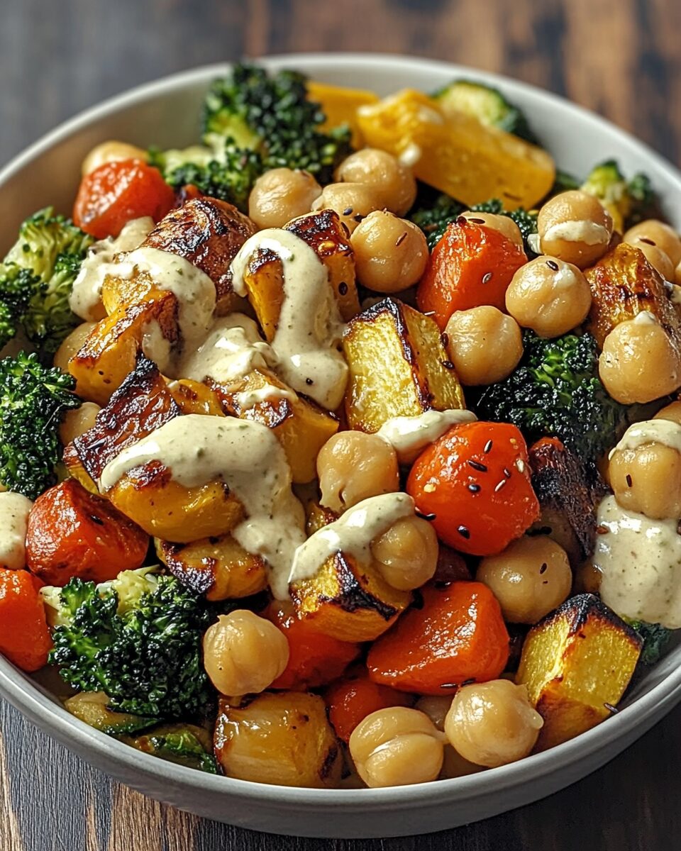 Harissa-Spiced Chickpea and Roasted Vegetable Bowl