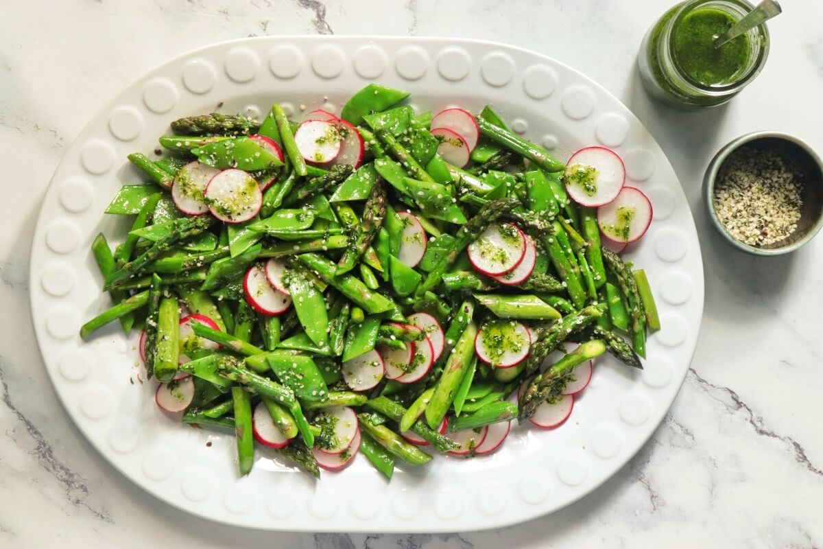 Tangerine-Glazed Asparagus and Snow Peas