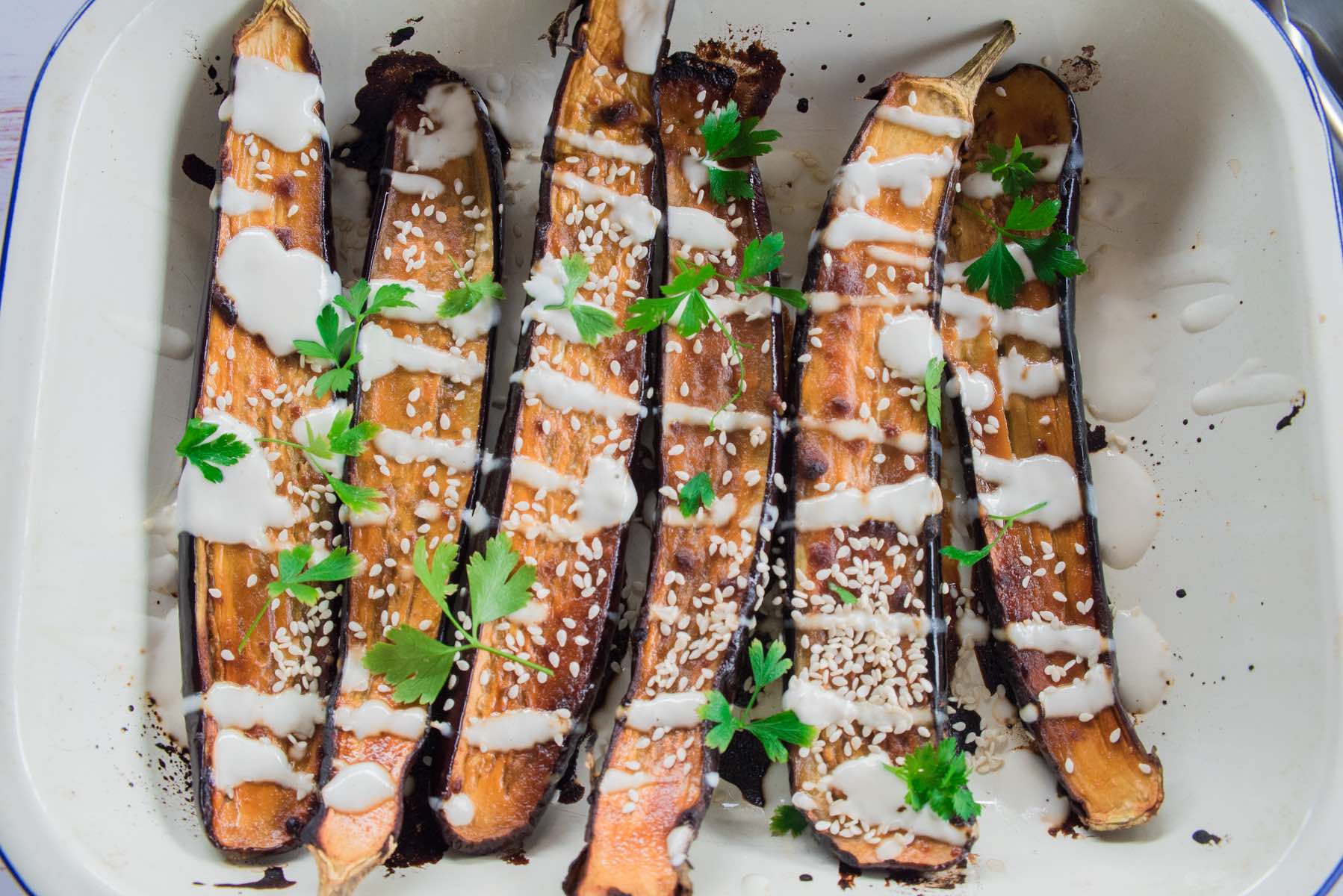 Miso-Roasted Eggplant with Sesame and Green Onions