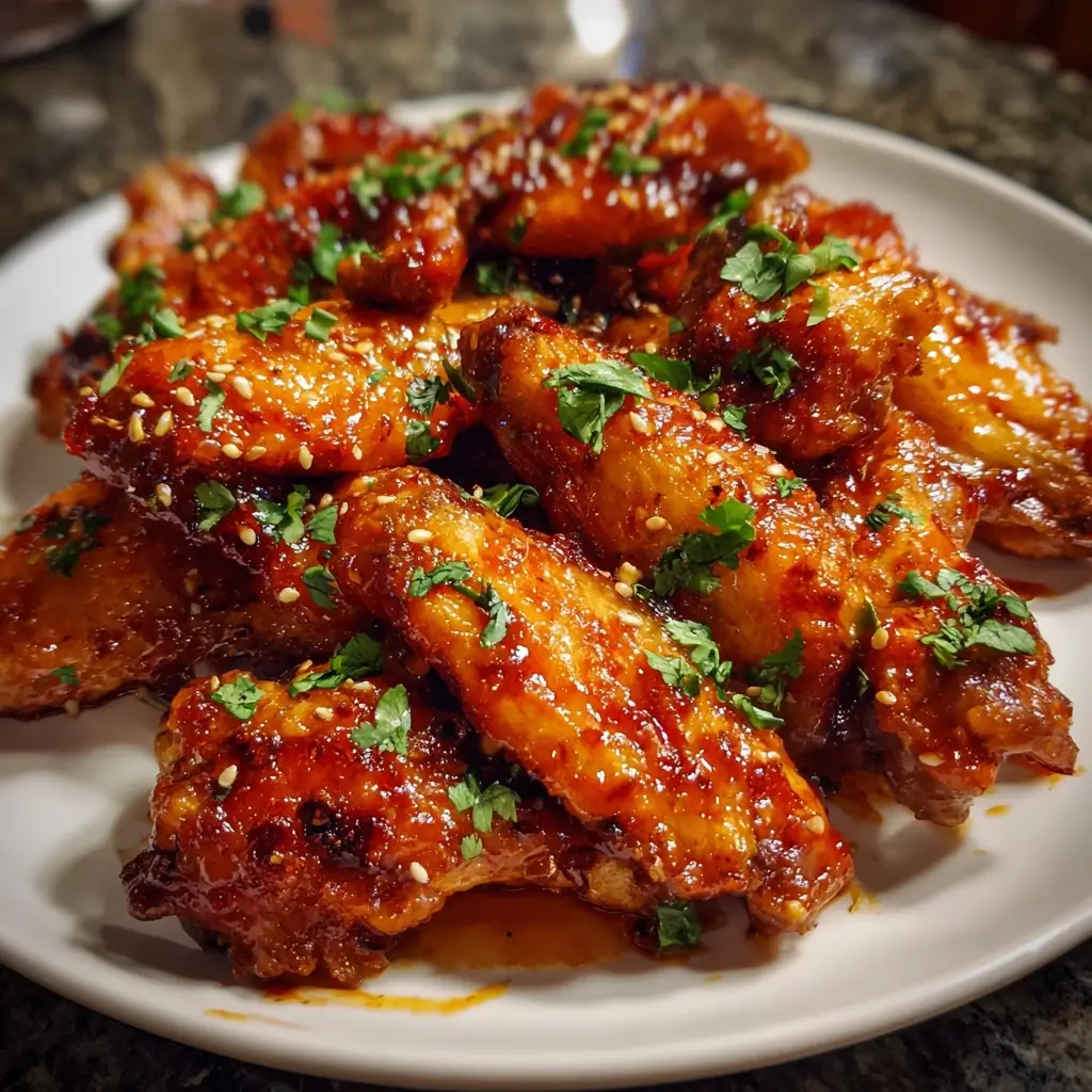 Honey-Glazed Chicken Wings with Spicy Sriracha Dip