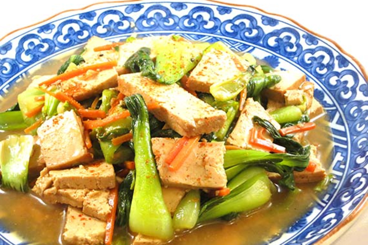 Spicy Miso-Glazed Tofu with Bok Choy