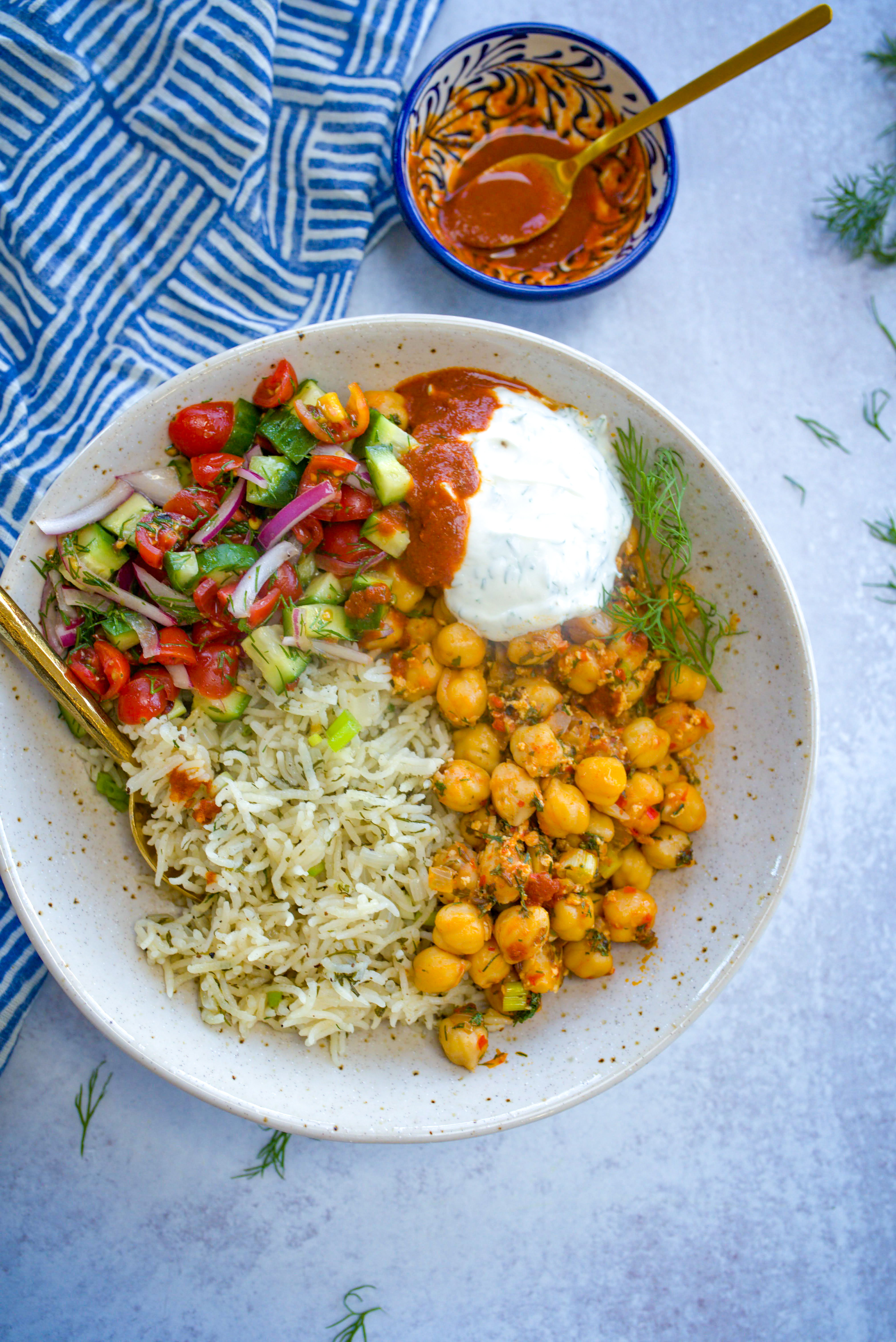 Chickpea and Harissa Roast Vegetable Bowl