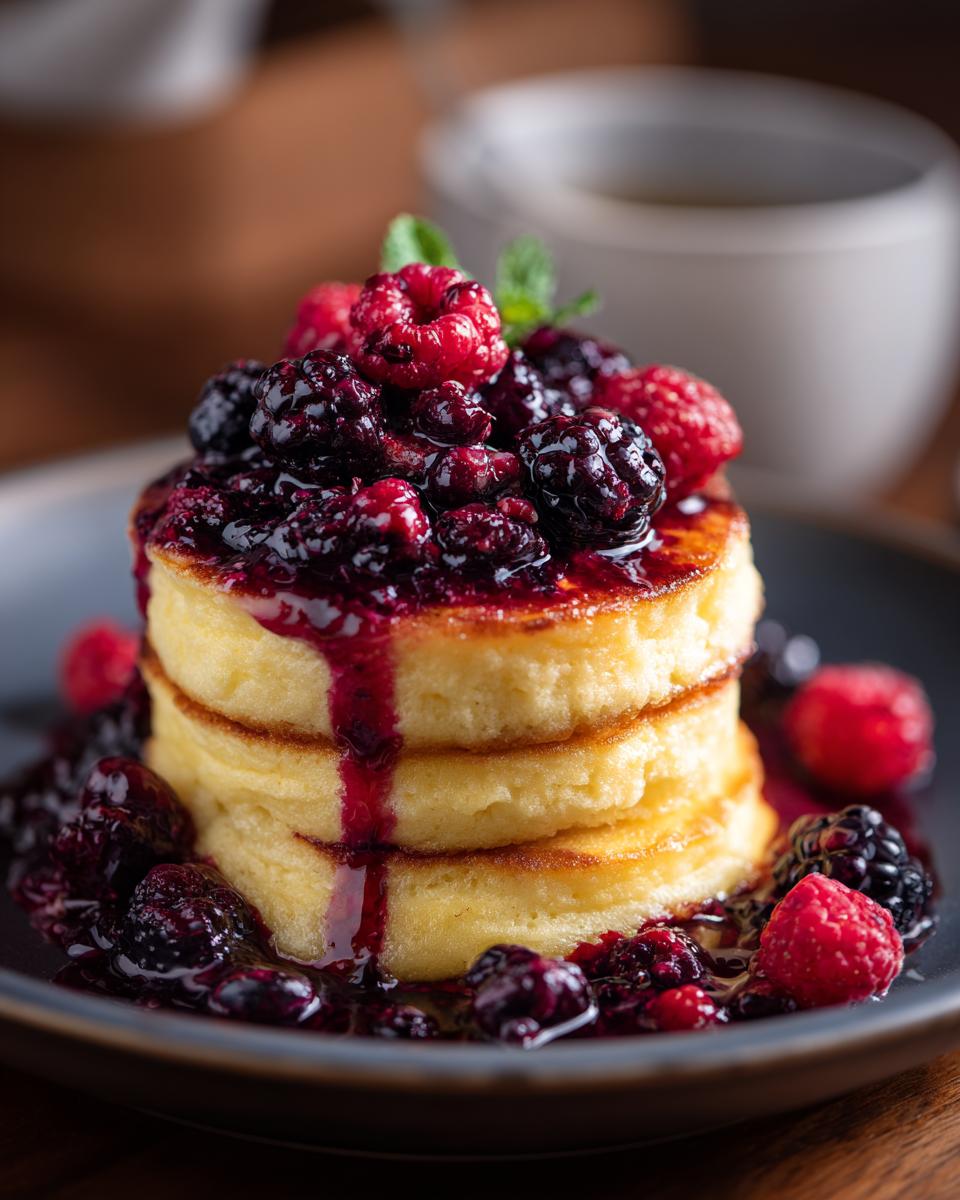 Skillet-Cooked Almond Flour Pancakes with Raspberry Compote