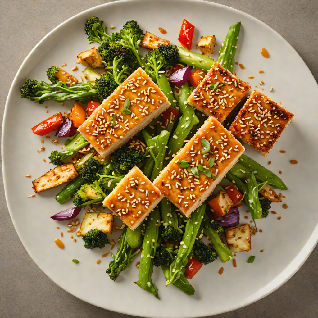 Miso-Glazed Tofu with Sesame-Crusted Veggies
