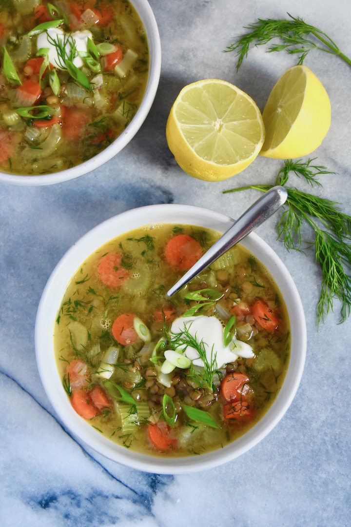 Lentil and Lemon Soup with Fresh Dill