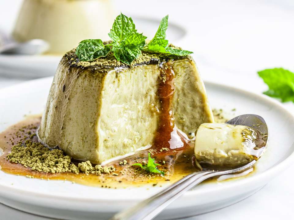 Matcha-Infused Cilantro Flan