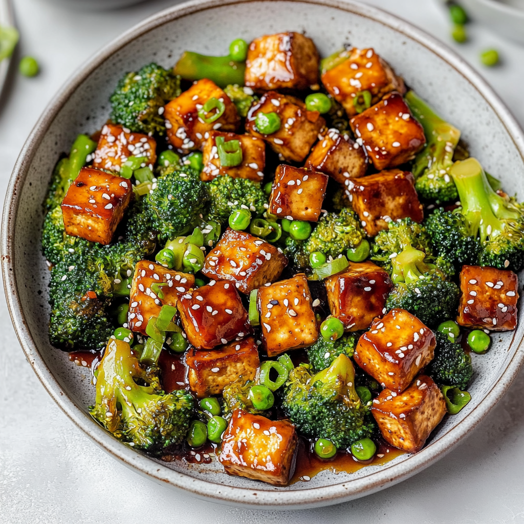 Sesame-Ginger Tofu with Snap Peas