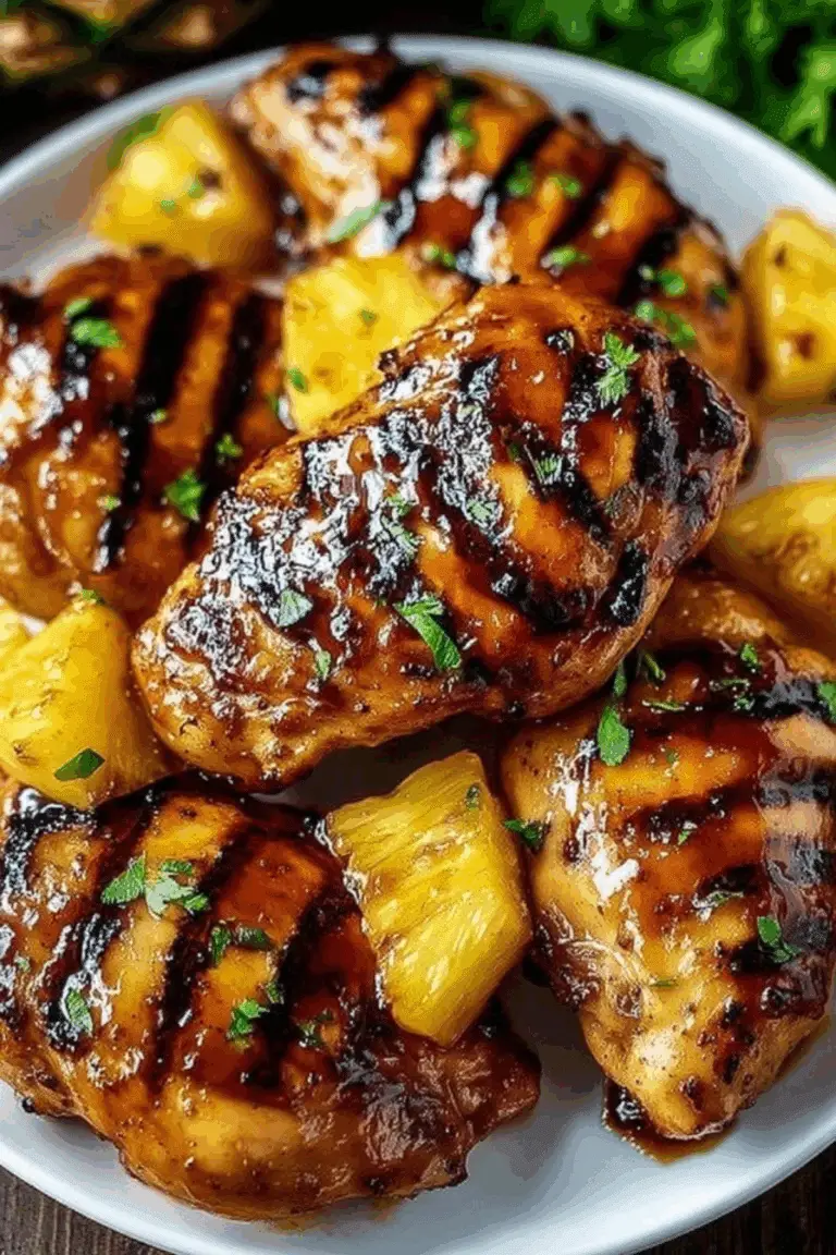 Grilled Pineapple-Honey Glazed Chicken Thighs