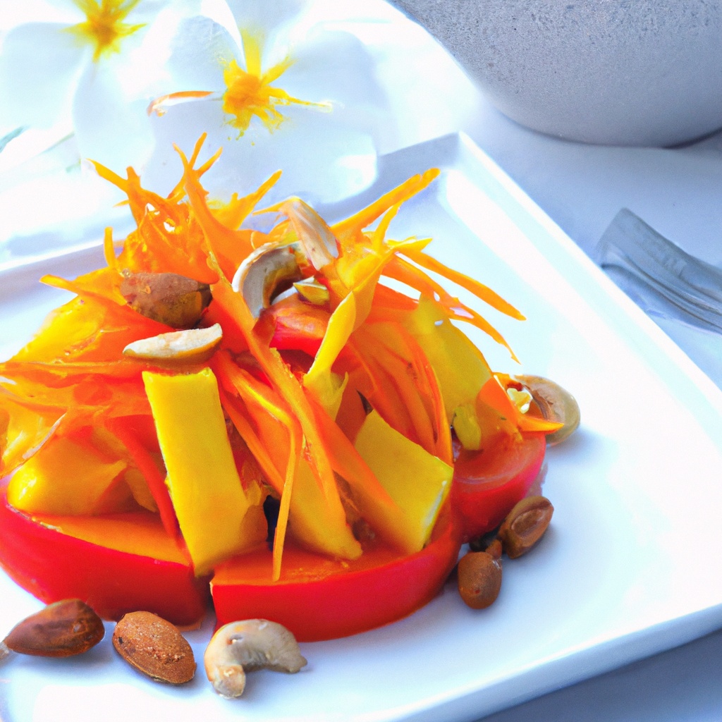 Mango and Papaya Fruit Salad with Lime-Cilantro Dressing