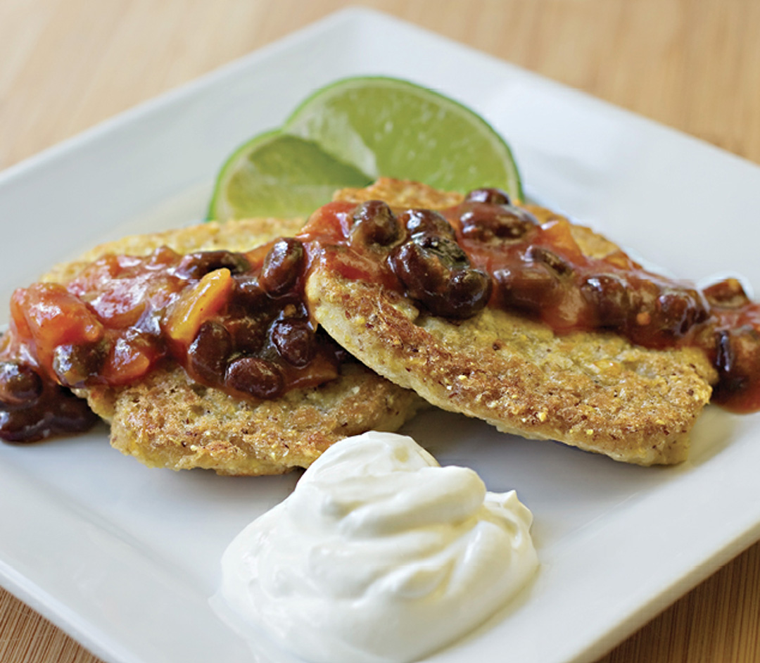 Cheese and Bean Stuffed Corn Cakes with Tomato Salsa