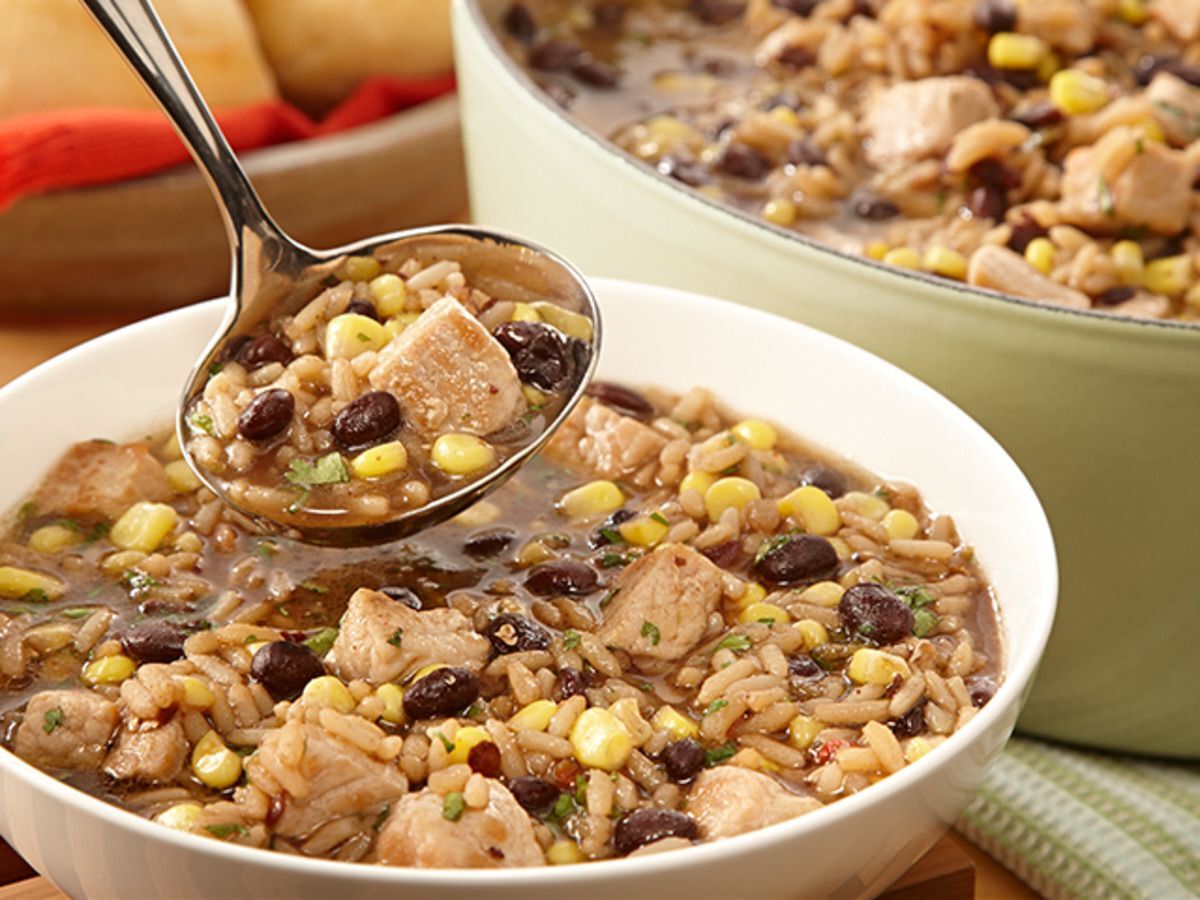 Hominy and Pork Stew with Corn and Black Beans