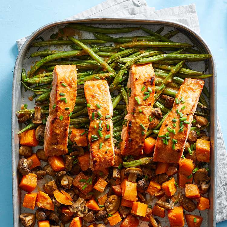 Turmeric-Ginger Baked Salmon with Roasted Root Vegetables