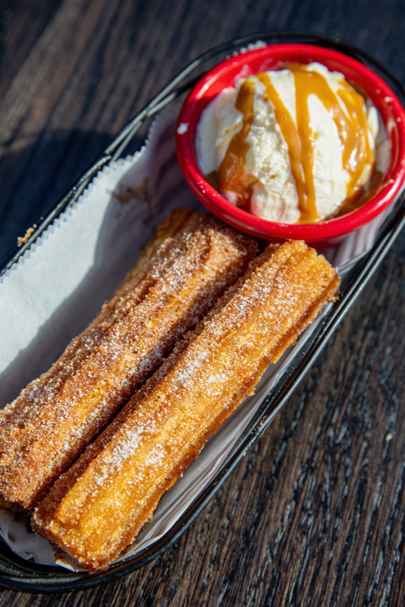 French-Style Chocolate Churros with Vanilla Ice Cream