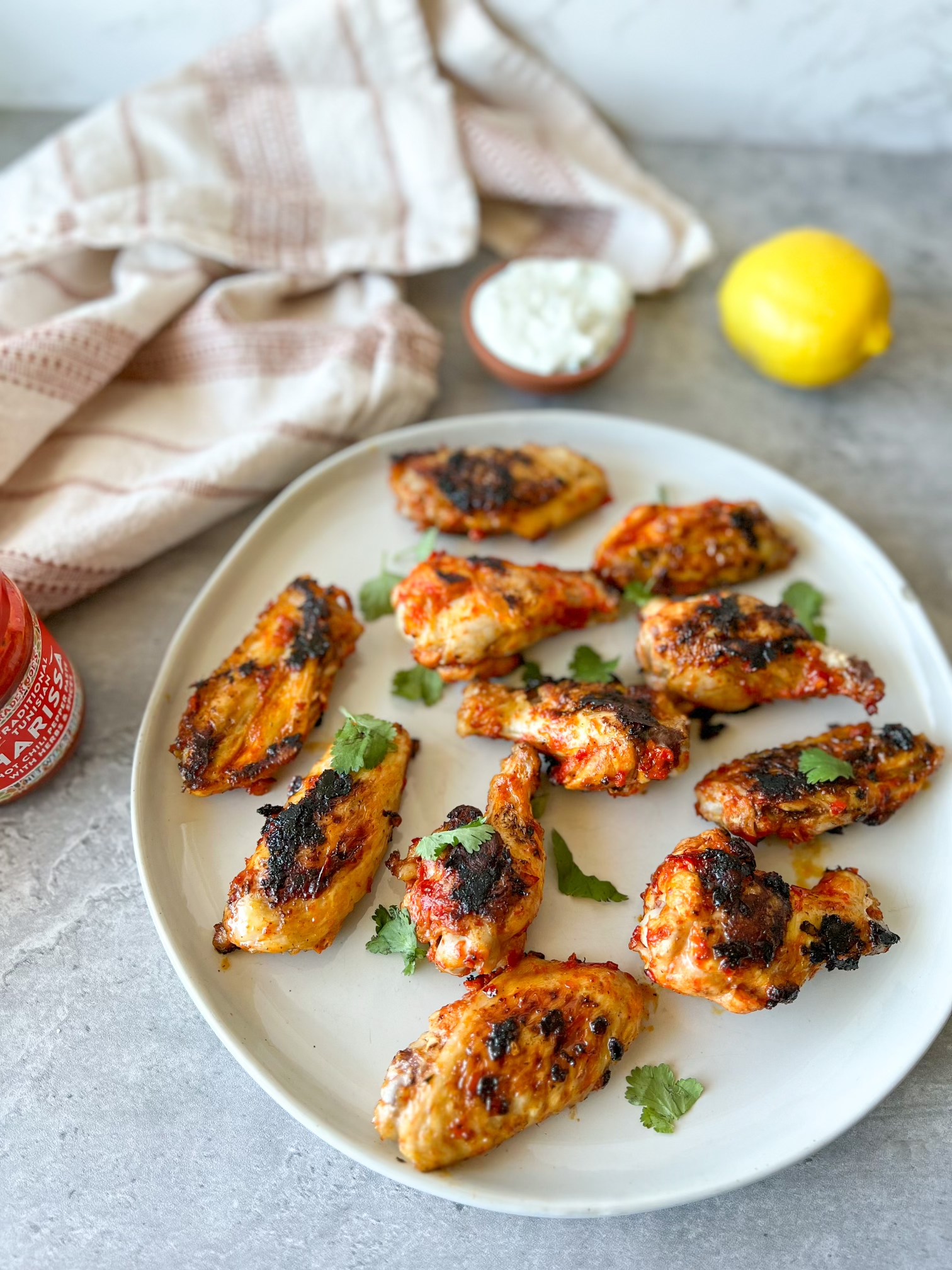 Crispy Harissa Chicken Wings with Lemon