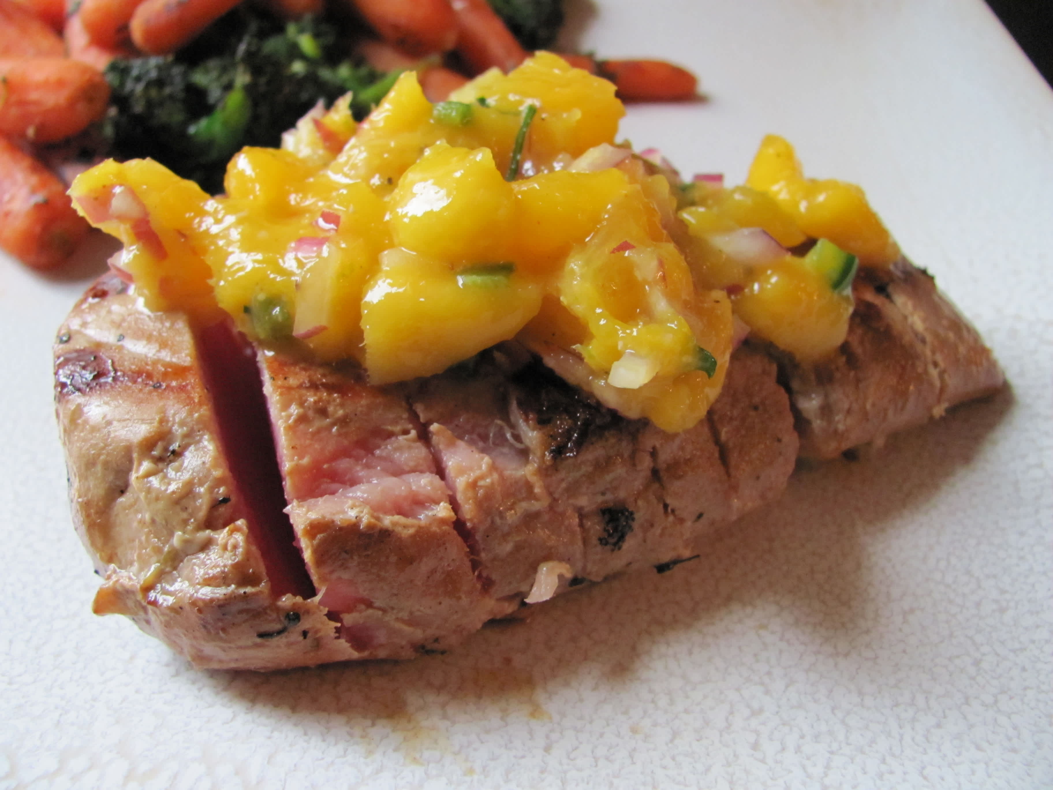 Grilled Tuna Skewers with Mango-Lime Glaze