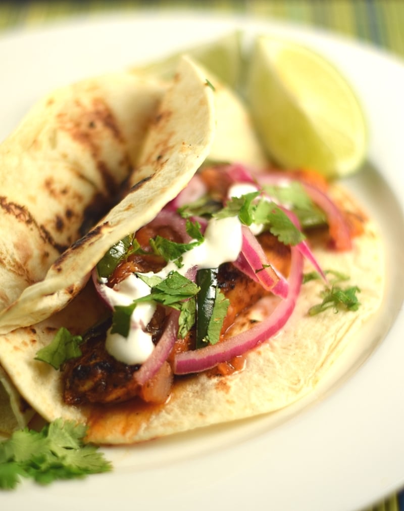 Mango Habanero Chicken Tacos with Cilantro Lime