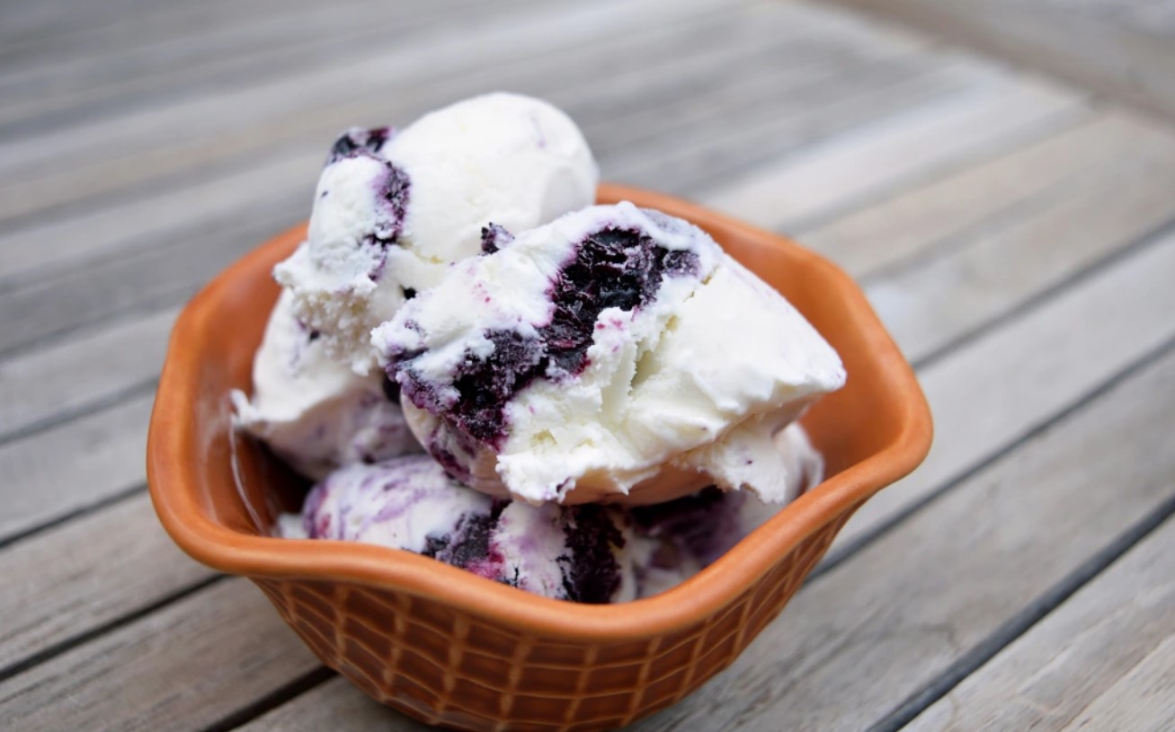 Blueberry-Lavender Swirl Ice Cream