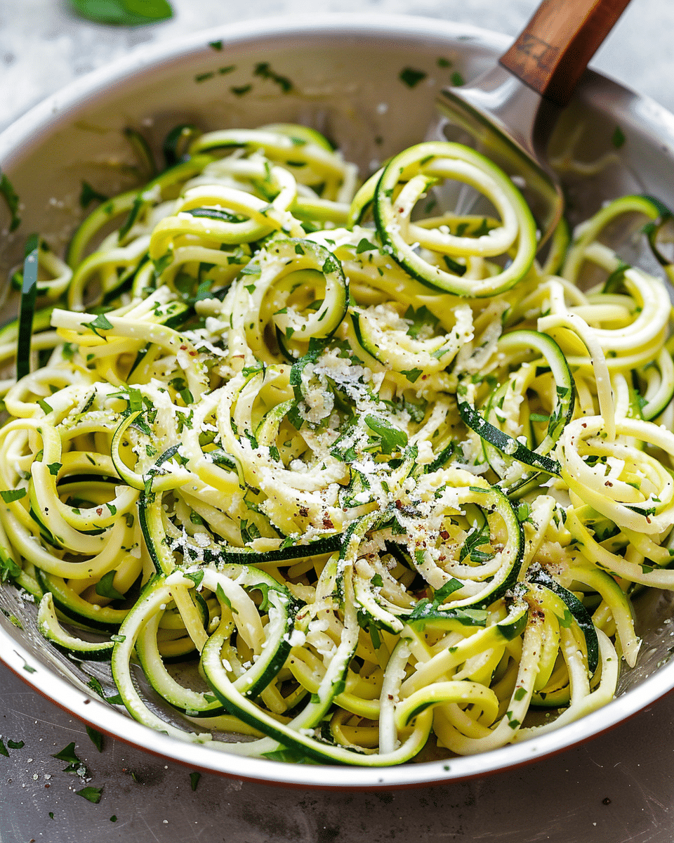Sautéed Zucchini Noodles with Parmesan and Garlic