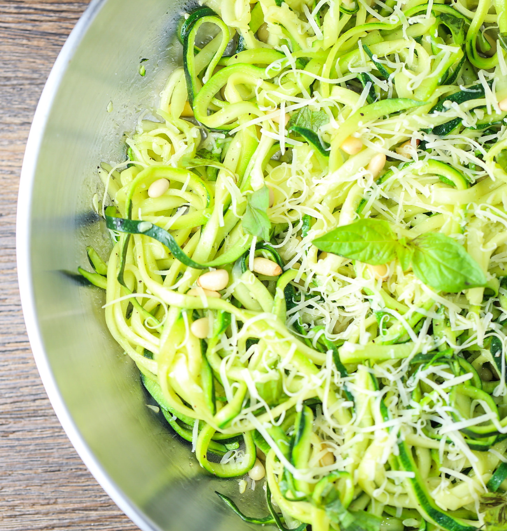 Sautéed Zucchini Noodles with Garlic and Pine Nuts