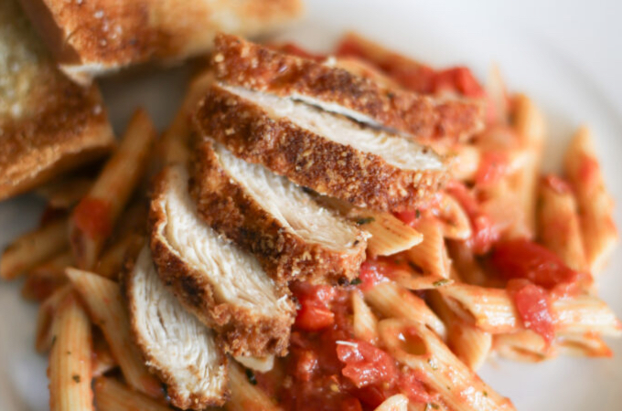 Chicken Parmesan Pasta with Tomato-Basil Sauce