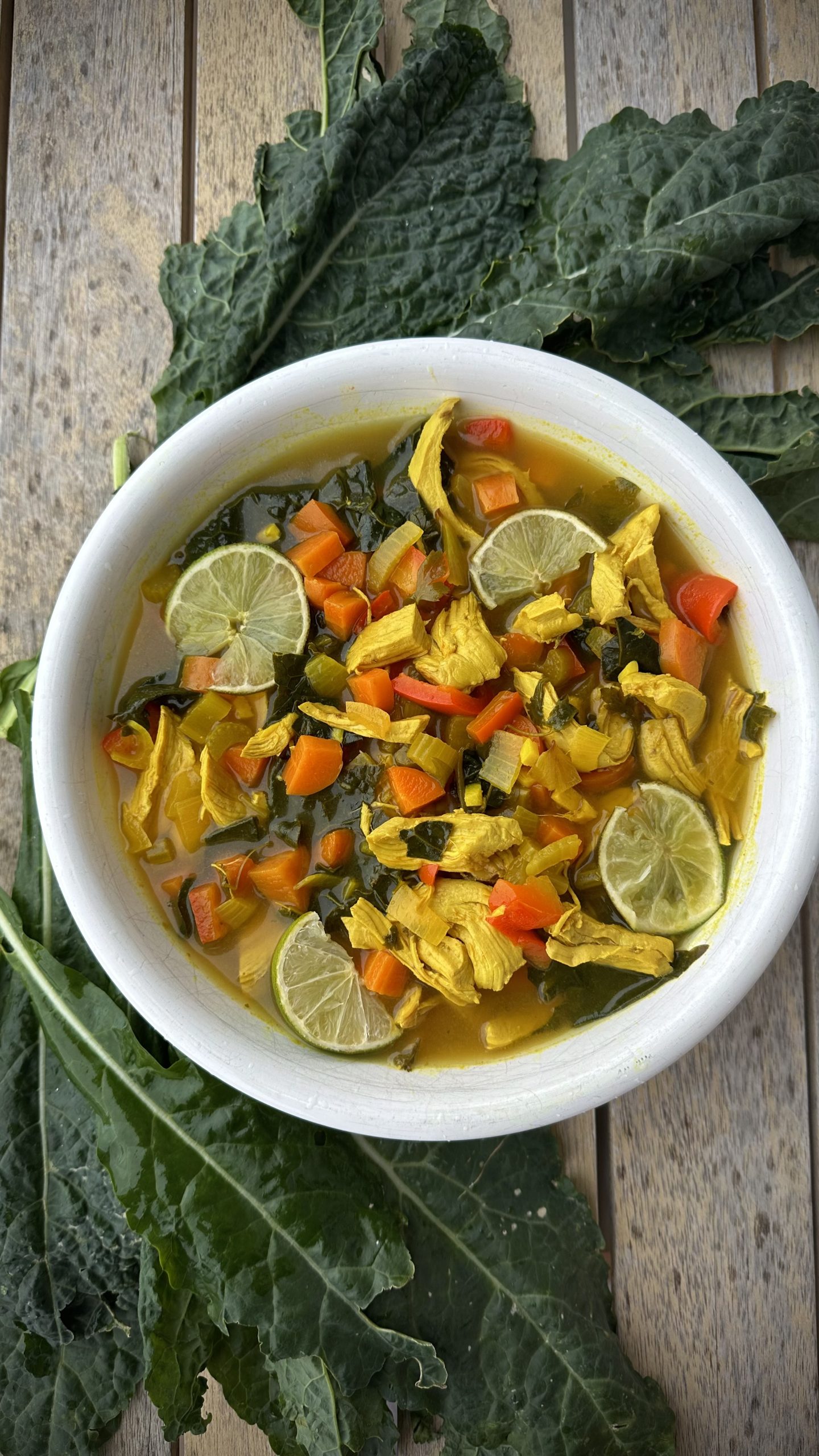 Simmered Ginger-Turmeric Soup with Kale