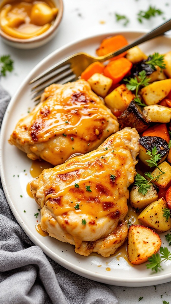 Honey-Mustard Glazed Chicken Thighs with Sweet Potatoes